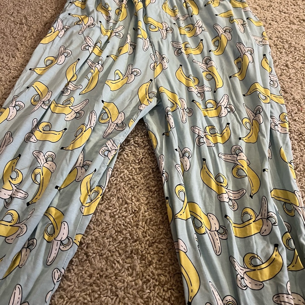 Little Sleepies Banana Print Pajama Bottoms - Light Blue